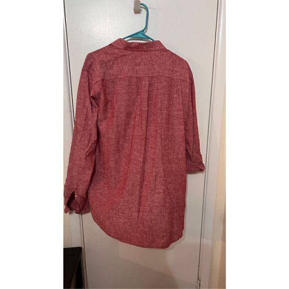 Tasso Elba Island Men's Linen Blend Long Sleeve Button Up Shirt Red Size Large - Picture 6 of 9